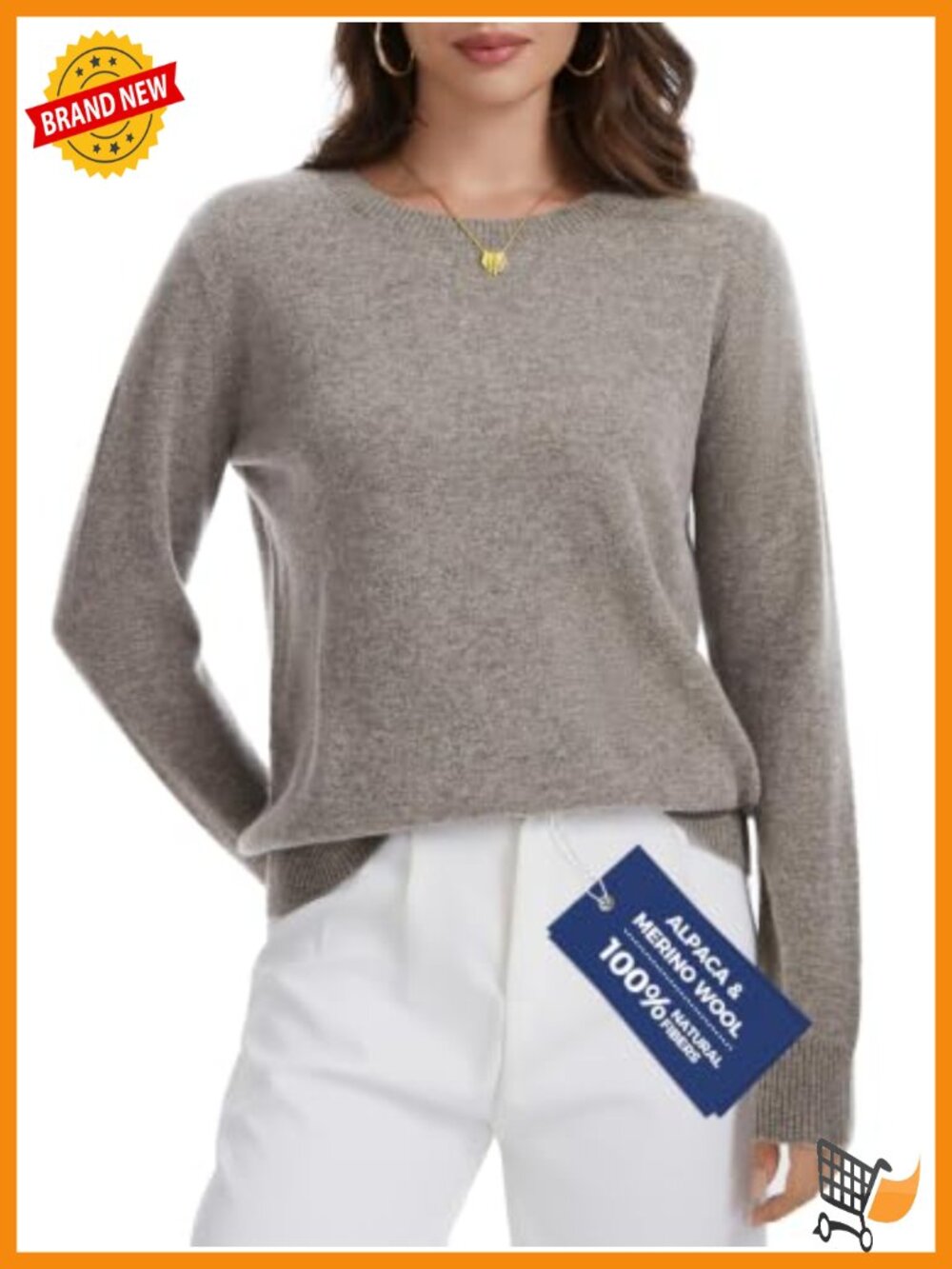 Cashmere Merino Wool Long Sleeve Pullover Sweater Thermal Knit Winter Top